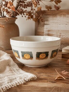 Rae Dunn Mixing Bowl Pumpkin Faces Halloween Kitchen Decor